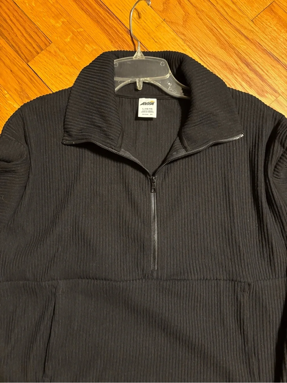 Avia Women’s  Black Ribbed Quarter-Zip Pullover